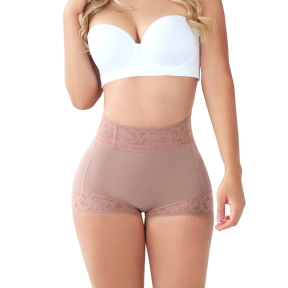 Dwellite Butt Lifting Panties for Women Tummy Control Shapewear Underwear Short Lace Butt Lifter Shapewear Purple L