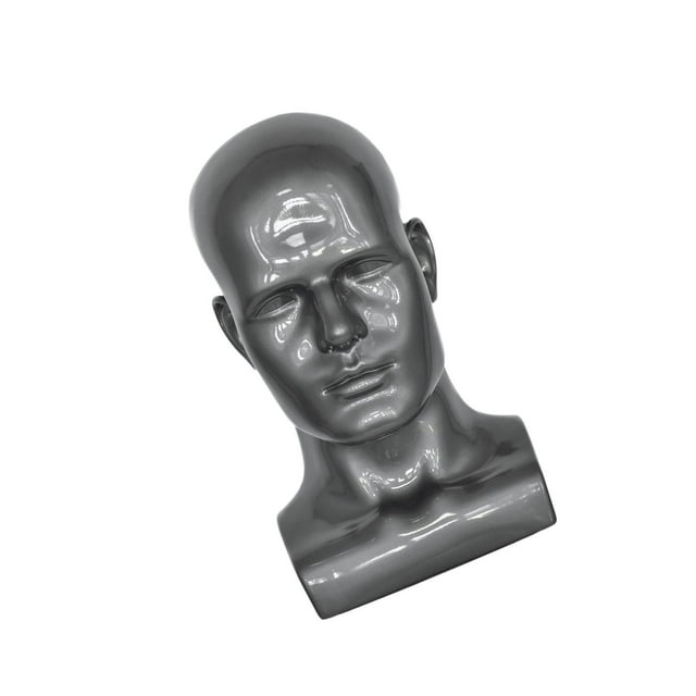 facefd PVC Male Mannequin Head Display Head Mannequin Display Wig Head Stand Gray