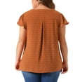 thumbnail image 4 of DARING DIVA Women's Plus Swiss Dots Notched Neck Ruffle Sleeve Top 2X Caramel, 4 of 6