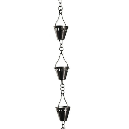 Weathered Patina Chain - Patina Products Brushed Stainless Shade Cup Rain Chain