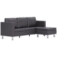 thumbnail image 2 of vidaXL 3-Seater Sofa with Cushions Gray Faux Leather, 2 of 8