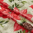thumbnail image 3 of Christmas Majestic Winter Poinsettia Floral 70 inch Round Vinyl Flannel Back Dining Tablecloth, 3 of 7