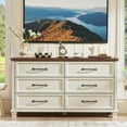 thumbnail image 6 of LELELINKY 6 Drawer Double Dresser, 54" Adult Wood Storage Side Cabinet Chest of Drawer for Bedroom Living Room Hallway, White & Brown, 6 of 9