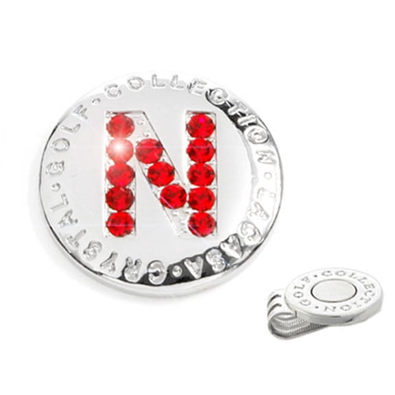 The Elixir Golf Handcraft Australian Crystal Golf Ball Marker with Hat Clip, Initial Golf Ball Marker (Initial - N)