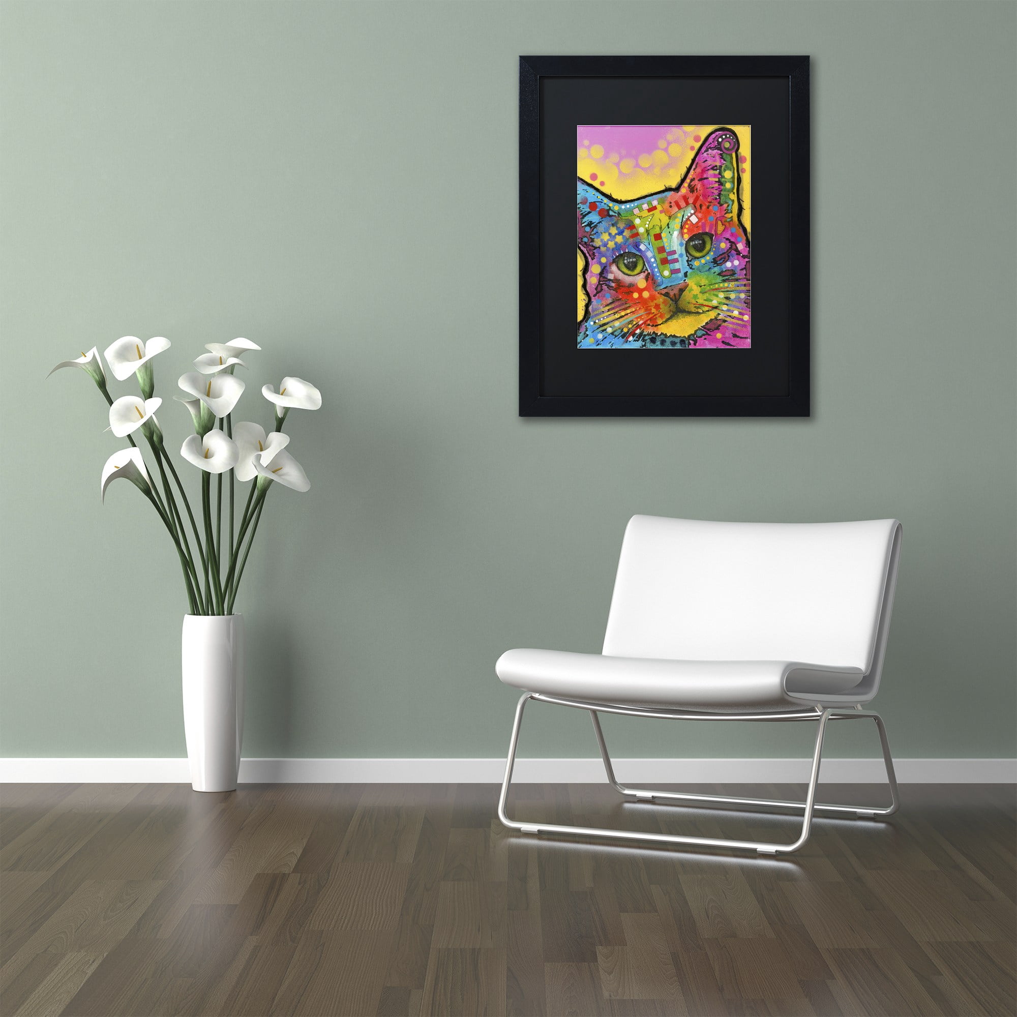 Trademark Fine Art "Tilt Cat" Canvas Art by Dean Russo, Black Matte, Black Frame