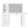 thumbnail image 3 of Uforic Adults' Makeup Vanity – Modern White Desk with 3-Color Lights, Storage Shelves, 4 Drawers & USB Charging Station, 3 of 10