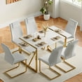 thumbnail image 4 of JUFU Set of 4 White Faux Leather Dining Chairs with Gold Metal Legs, Upholstered High Back Chairs for Dining Room Kitchen, 4 of 8