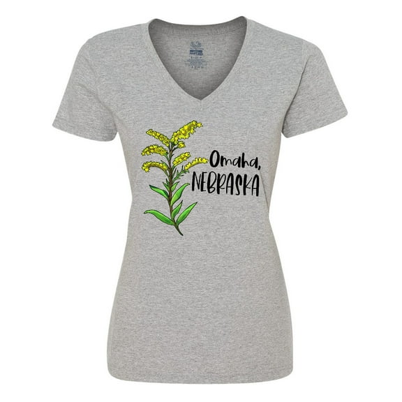 Inktastic Omaha, Nebraska Goldenrod Flower Women's V-Neck T-Shirt