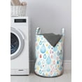 thumbnail image 3 of Rain Laundry Bag, Various Large and Small Heavy Rain Drops Fluid Squall Fall Season Graphic Art Print, Basket with Handles Drawstring Closure for Laundromats, 13" x 19", Multicolor, by Ambesonne, 3 of 4