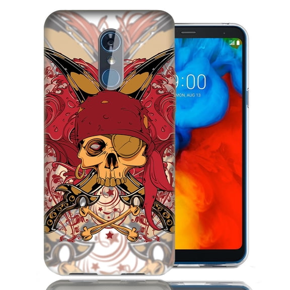 MUNDAZE For LG Stylo 4 Red Pirate Skull Design TPU Gel Phone Case Cover