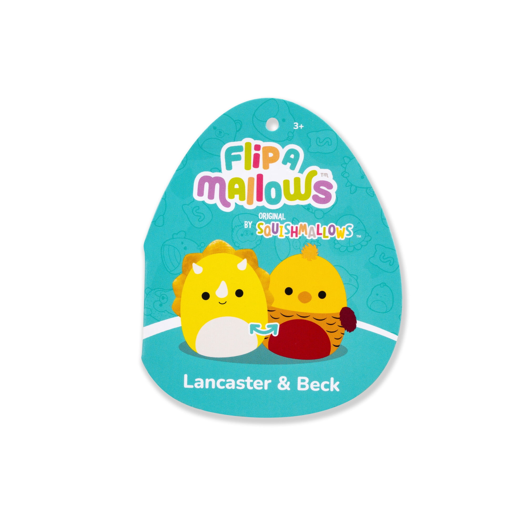 Squishmallows FlipAMallows Original 5-Inch Plush - Lancaster the Yellow Triceratops & Beck the Golden Pheasant - Little Ultrasoft Official Jazwares Plush