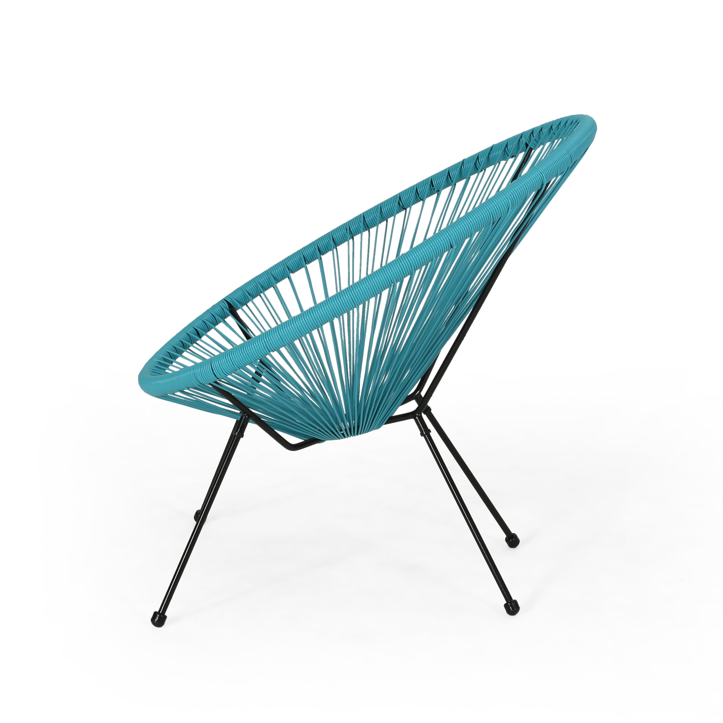 Euroco Rattan Patio Chairs Set of 2,Outdoor Woven Basket Club Chairs with Metal Frame for Living room Backyard Garden,All-weather Wicker,Teal