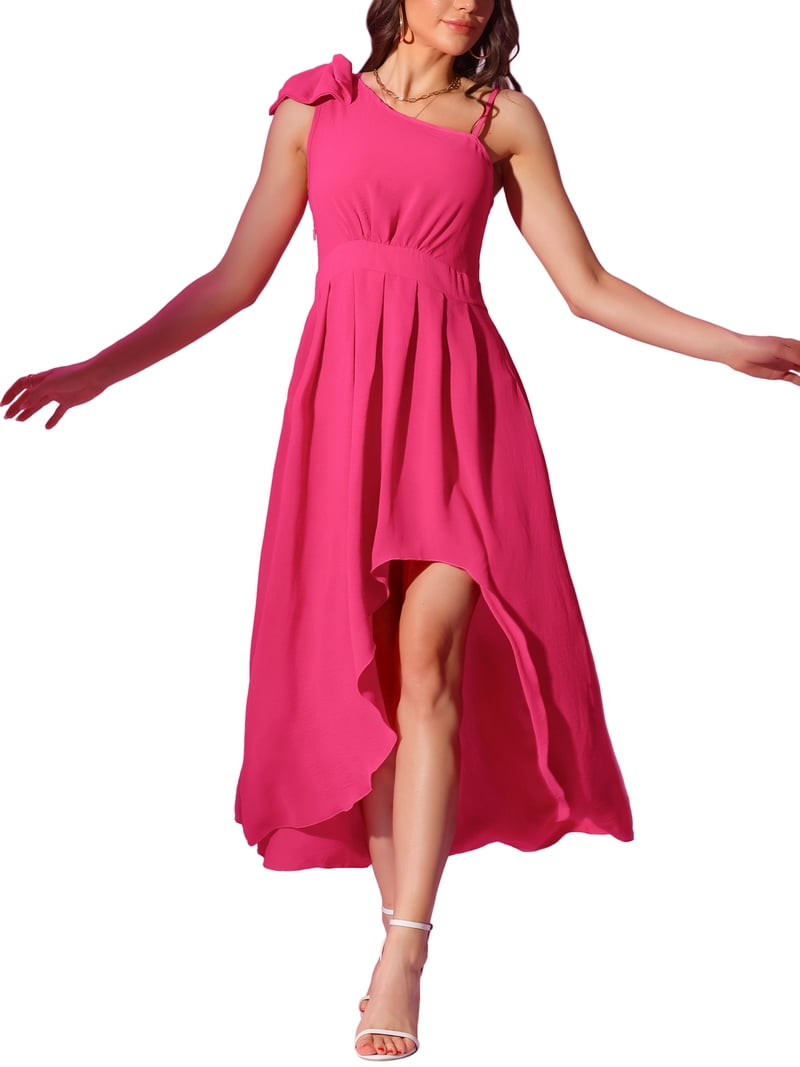 INSPIRE CHIC Women's Casual Summer Assymetrical Hem Spaghetti Strap Pleated Flowy  Dresses XL Hot Pink - Walmart.com