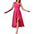 thumbnail image 2 of INSPIRE CHIC Women's Casual Summer Assymetrical Hem Spaghetti Strap Pleated Flowy Dresses XL Hot Pink, 2 of 5