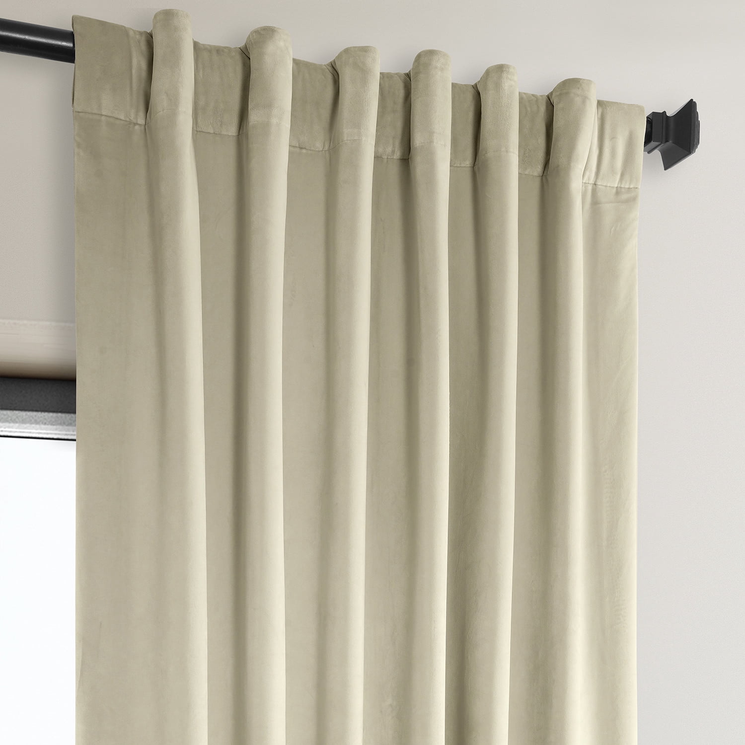 Half Price Drapes Signature Angora Beige Plush Velvet Hotel Blackout Curtains(1 Panel), 50W X 108L