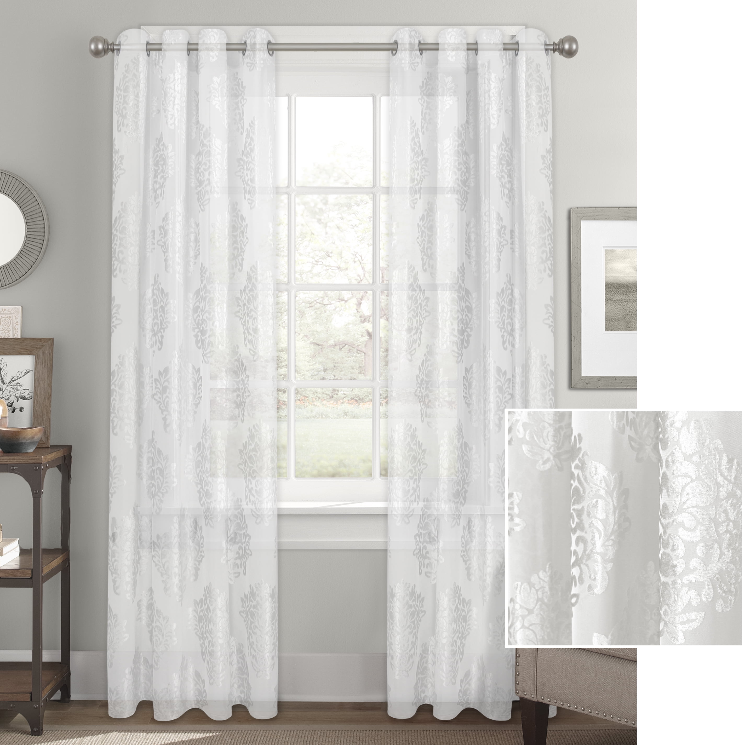 Better Homes & Gardens Sheer Velvet Medallion Blossom Window Curtain
