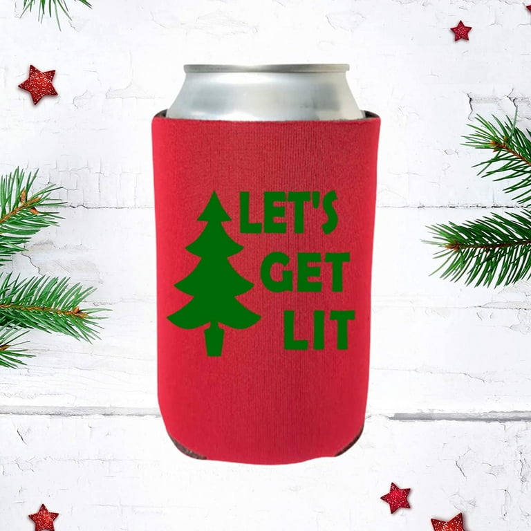 NEW SALE Christmas Party 4-pack Bottle Beer Insulators let's Get Lit 