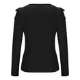 thumbnail image 5 of hotojiny Womens Sweater Tunic Low Cut U Neck Tops Ribbed Long Sleeve Pearl Casual Elegant Shirt Blouse Fall, 5 of 7