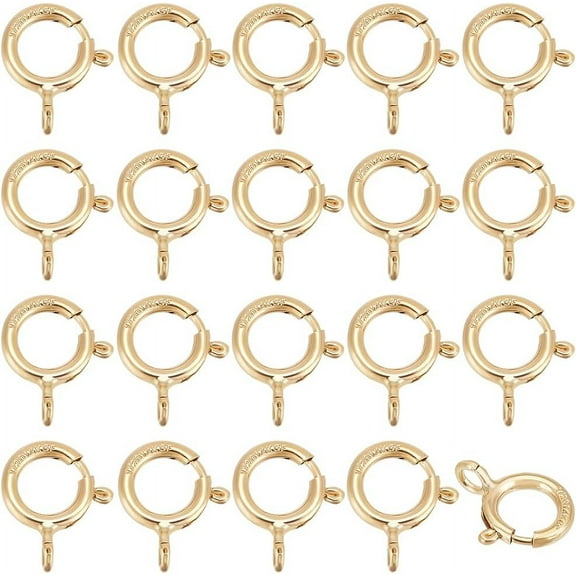 20 PCS 14K Gold Filled Spring Ring Clasps for Necklace Bracelet Jewelry DIY Making (8mm x 6mm x 1mm) Real 14K Gold Filled