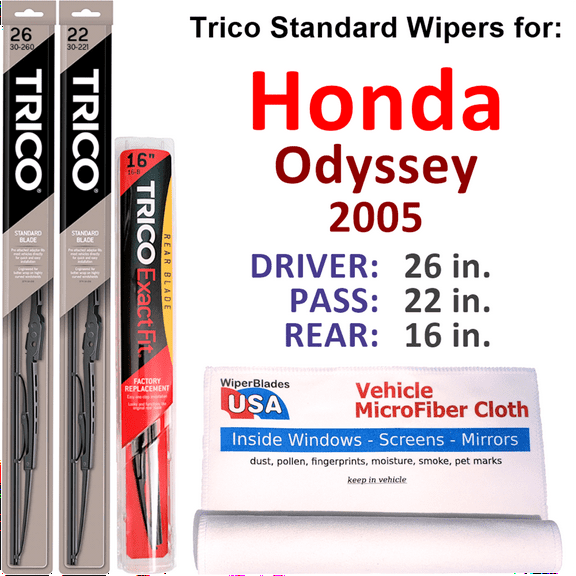 2005 Honda Odyssey Wiper Blades (Set of 3) w/Rear Wiper