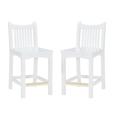 Linon Malvern Solid Wood Set Of Two, White Counter Stools No Back