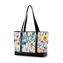 FORMRS Laptop Tote Bag for Women with 15.6" Computer Compartments Handbag, Blue Wildflower Pattern