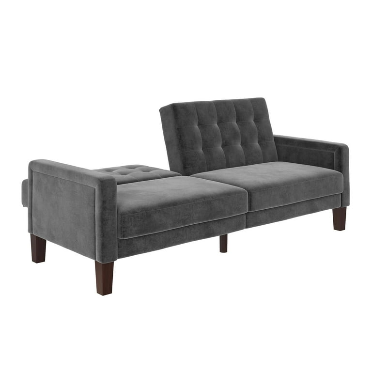 Better Homes Gardens Porter Fabric Tufted Futon Gray Velvet