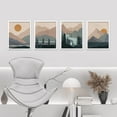 thumbnail image 3 of PixonSign Framed Wall Art Teal Orange Mountain Forest River Prints, Set of 4 Abstract Geometric Wall Decor Arts, Forest Wall Décor, Adhesive Canvas Poster, Modern Home Artwork - 8"x10" White, 3 of 5