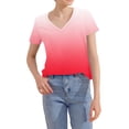 thumbnail image 7 of Ounisa Womens Summer Tops Short Sleeve Casual Shirts Gradient Tee Trendy 2026 Basics V Neck Plain Tshirt Blouse, 7 of 7