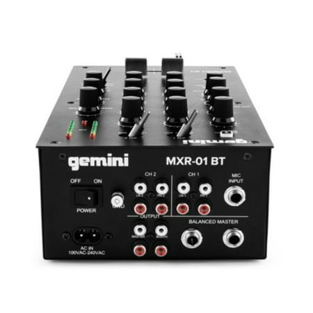 gemini MXR-01BT 2-Channel Professional DJ Mixer with Bluetooth Input - Black - Black