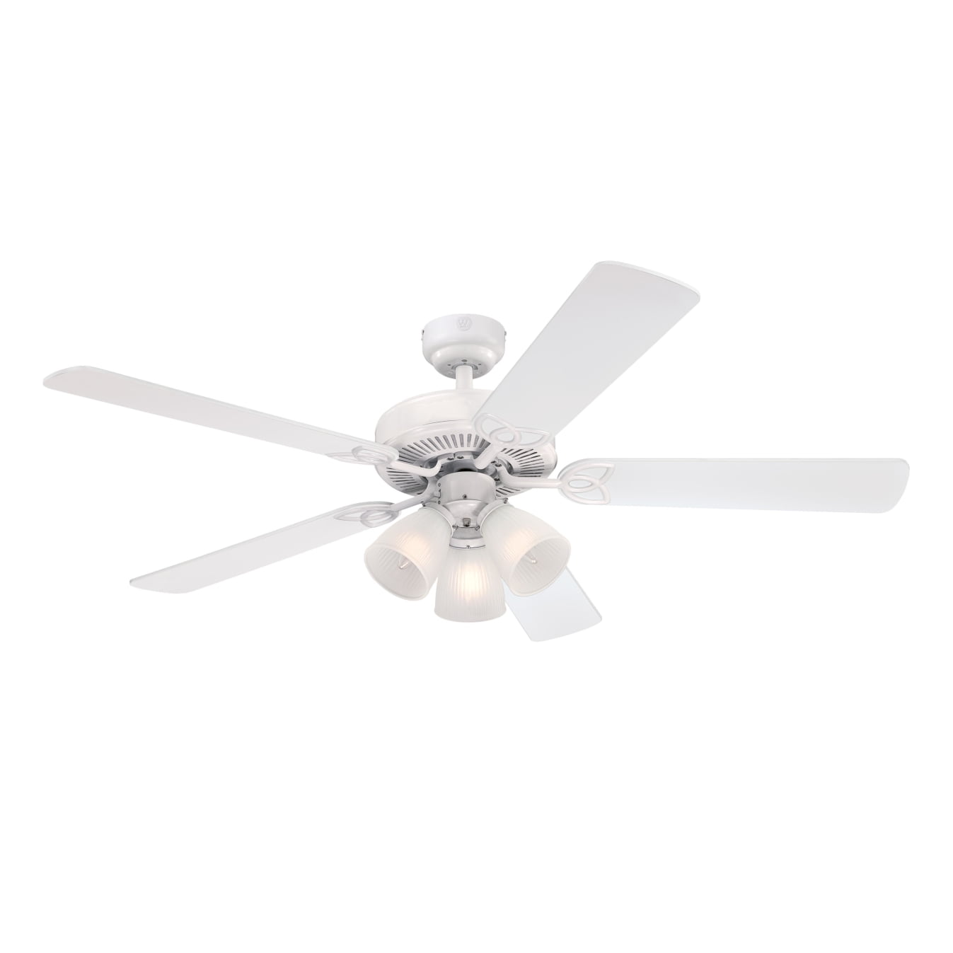 Westinghouse Vintage 52 in. White Finish Reversible Blades (White/White Washed Pine) Frosted Ribbed Glass