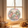 thumbnail image 4 of Flower Hanging Diamond Art Kits for Adults, 2D Pearl Diamond Art Suncatcher, 9.41inch Acrylic DIY Art Pendant with Hanging Chain for Window, Wreath, Xmas Party Display, 4 of 6