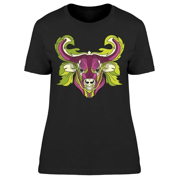 Patterned Bull Colorful Design Tee Women's -Image by Shutterstock
