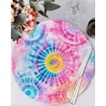 thumbnail image 2 of Round Placemats Set of 4 Pink Tie-Dye Art Place Mats Washable Woven Placemat Abstract Boho Dyeing Circle Braided Table Mat for Kitchen Dining Table Party Home Decor 15 Inch, 2 of 8