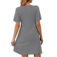 thumbnail image 3 of Fantaslook Short Sleeve Dresses for Women V Neck Summer Midi Dresses Empire Waist Tunic Casual Dress with Pockets, 3 of 8