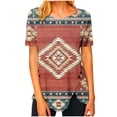 thumbnail image 1 of Blusa de manga corta con estampado de cuello redondo informal para mujer a la moda, Tops de verano OAVQHLG3B Store lin121212, 1 of 4