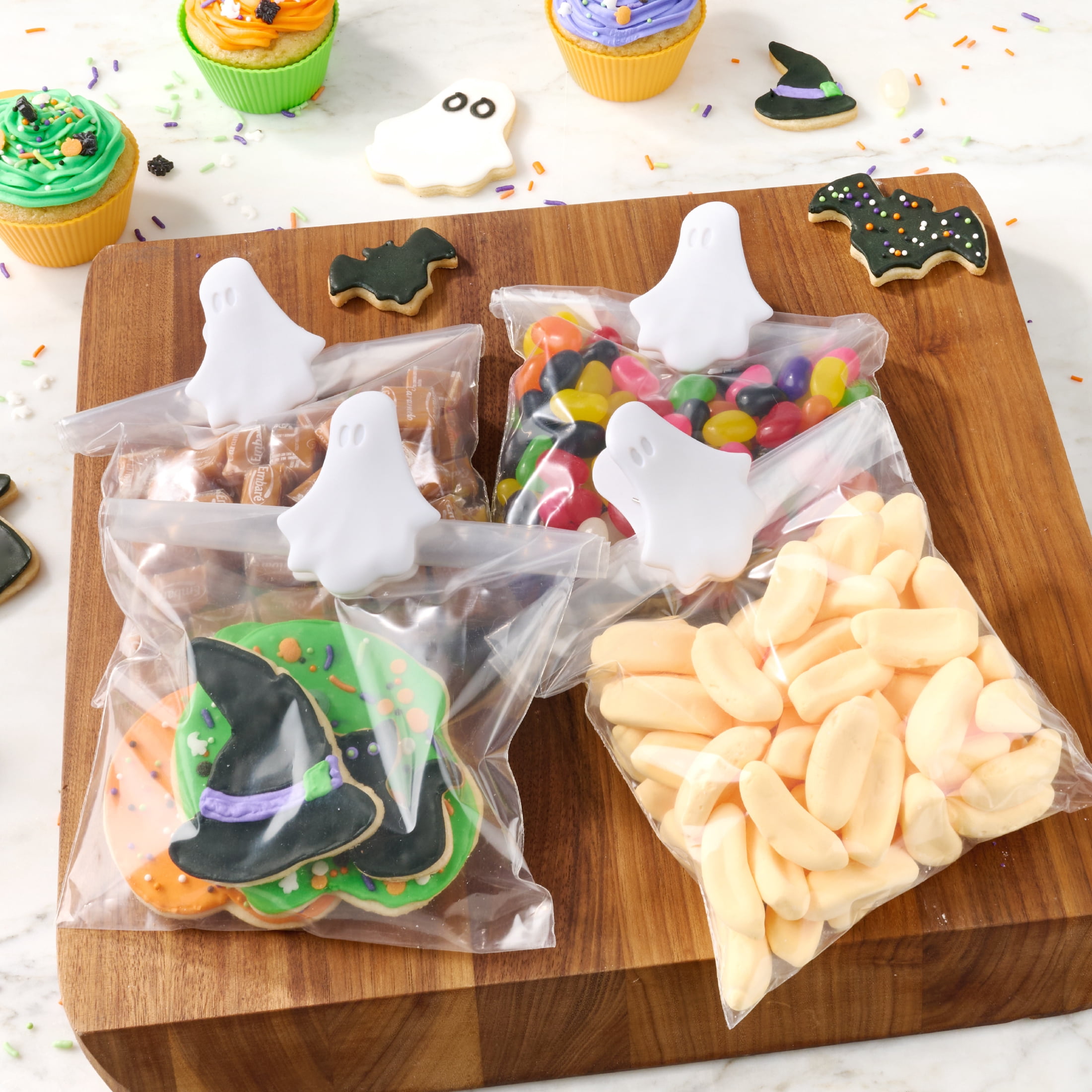 Way To Celebrate 4-Piece Ghost Bag Clips, White, Halloween Kitchen Accessories