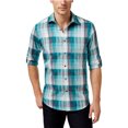 thumbnail image 1 of Alfani Owen Plaid - Camisa con botones para hombre, verde, XX-Large Alfani Botones al frente, 1 of 1