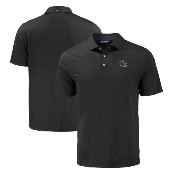 Men's Cutter & Buck Black New York Jets Helmet Coastline Epic Comfort Eco Recycled Polo