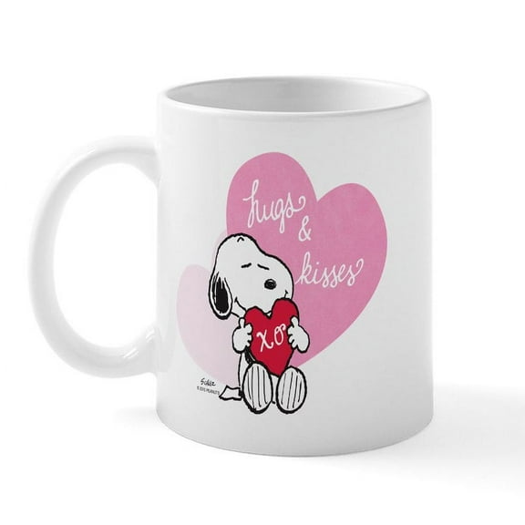 CafePress - Snoopy Hugs And Kisses Mug - 11 oz Ceramic Mug - Novelty Coffee Tea Cup