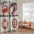 thumbnail image 6 of Vintage Nautical Shower Curtains for Bathroom, Rudder Lobster Crab Coastal Ocean Washable Fabric Shower Curtain with Hooks Waterproof Bathroom Decor Sets, 36 x 78 Inches, 6 of 9