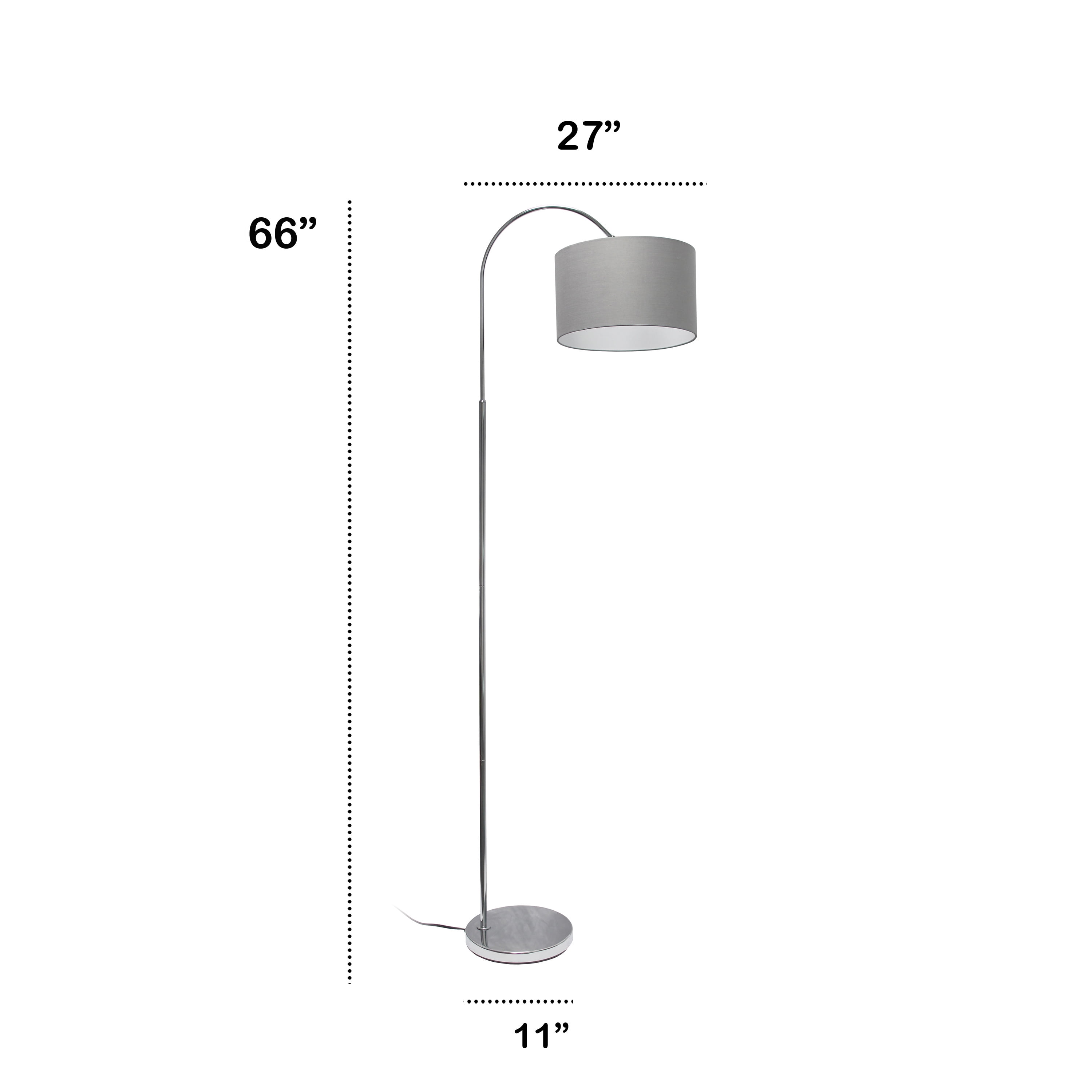 Creekwood Home 66" Modern Arched Brushed Nickel Floor Lamp, Gray Shade