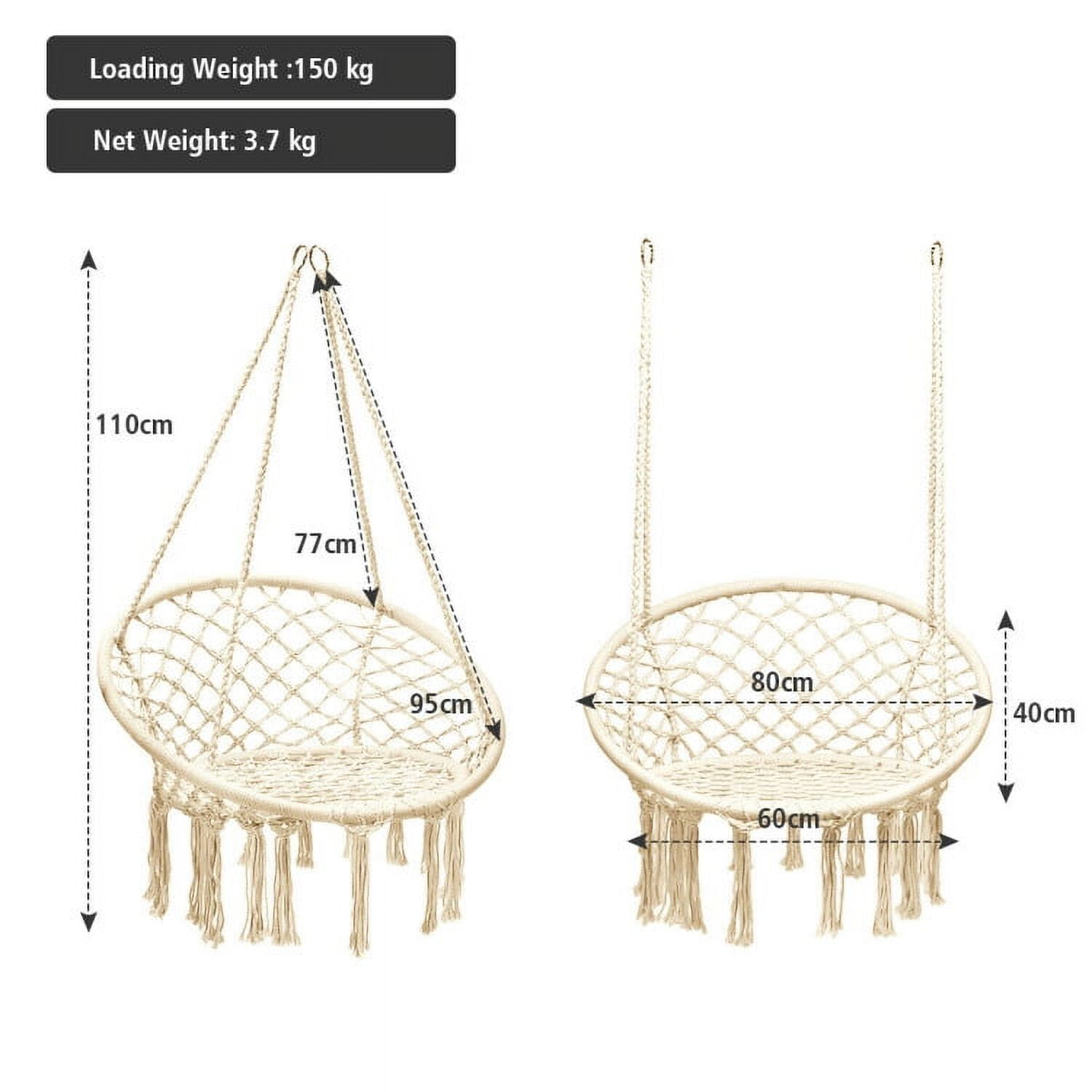 Aimee Lii Hammock Chair Cotton Rope Handwoven Hanging Chair, Outdoor Deck Furniture