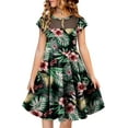 thumbnail image 2 of KISSMODA Girls Dress Casual Round Neck A Line Ruffle Sleeve Knee Length Dresses 4-13 Years, 2 of 4