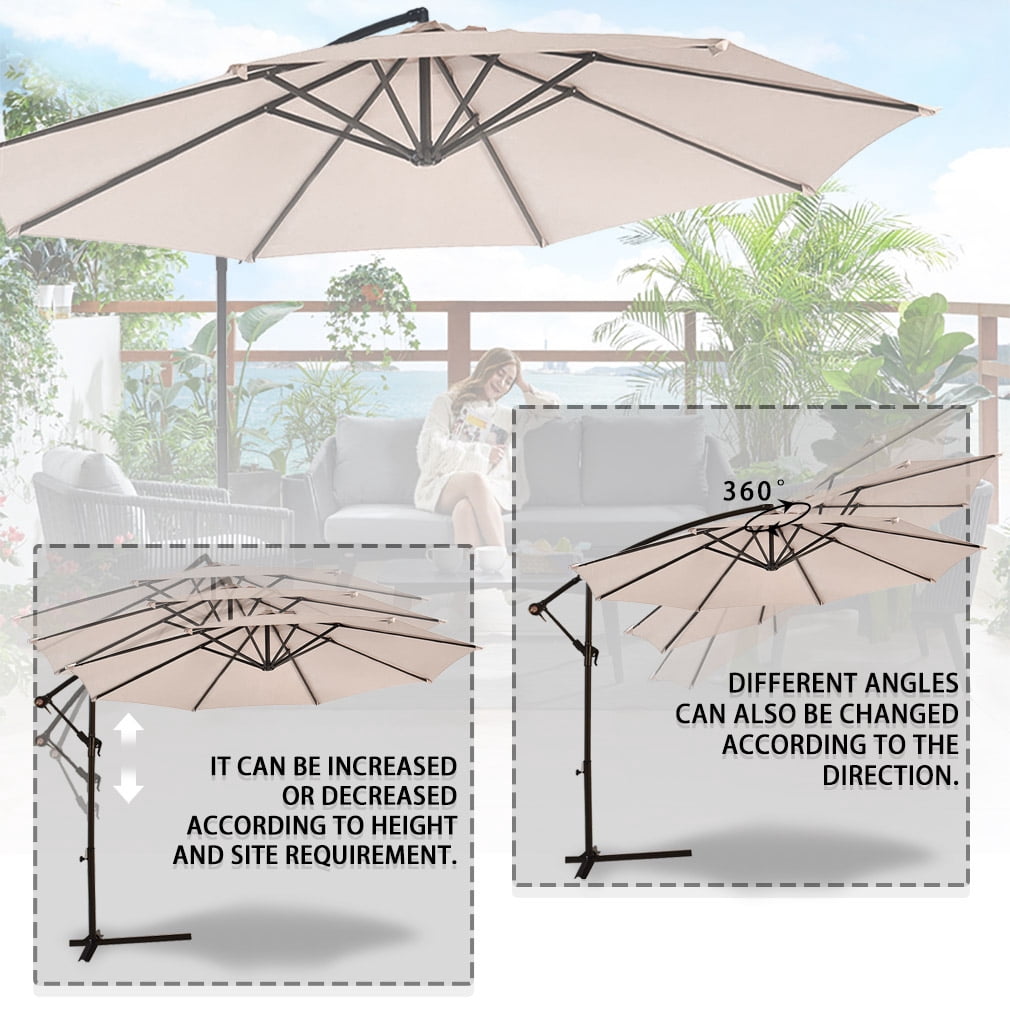 fdw patio catilever offset umbrella FDW 10' Patio Umbrella Offset Hanging Umbrella Outdoor Market Umbrella D10