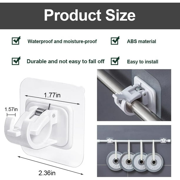 8 Pieces Self Adhesive Curtain Rod Bracket, No Drill Drapery Hooks Holder, Plastic  Easy Sticky Curtain Rod Hooks for Kitchen, Bathroom, Hotel (White) 