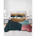 thumbnail image 3 of Boho Geometric Twin XL Size Down Alternative Comforter, Lightweight Comforter Quilt Bedding Set with Pillow Shams Modern Abstract Gold Circle Art All Seasons Bed Comforter Duvet Insert 68"x98", 3 of 7