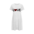 thumbnail image 5 of Pajama Skirt for Women Sleep Shirts for Women Short Sleeve Night Shirts for Sleeping Pullover Nightgown Soft Cute Printed Nightdress Gowns for Women Sleepwear Pajama Dress White XXL, 5 of 5