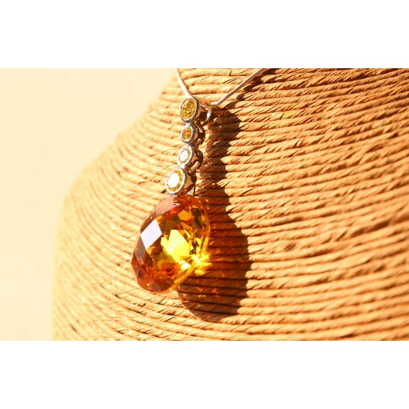 LOAS1388 - 14 K Gold tone 925 Sterling Silver Chain Pendant with AAA Grade CZ in Yellow