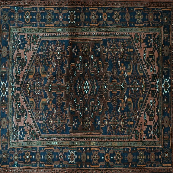 Ahgly Company Indoor Square Persian Light Blue Traditional Area Rugs, 4' Square